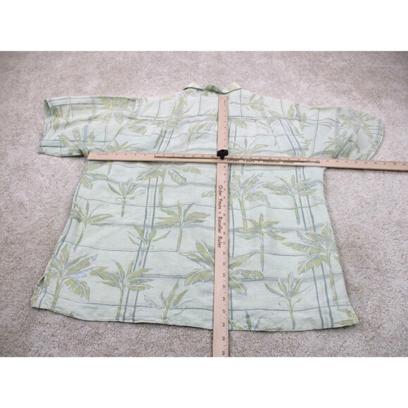 Kahala Shirt Mens Large L Beige Floral Linen Rayon Hawaiian Casual Button Up - Picture 7 of 10